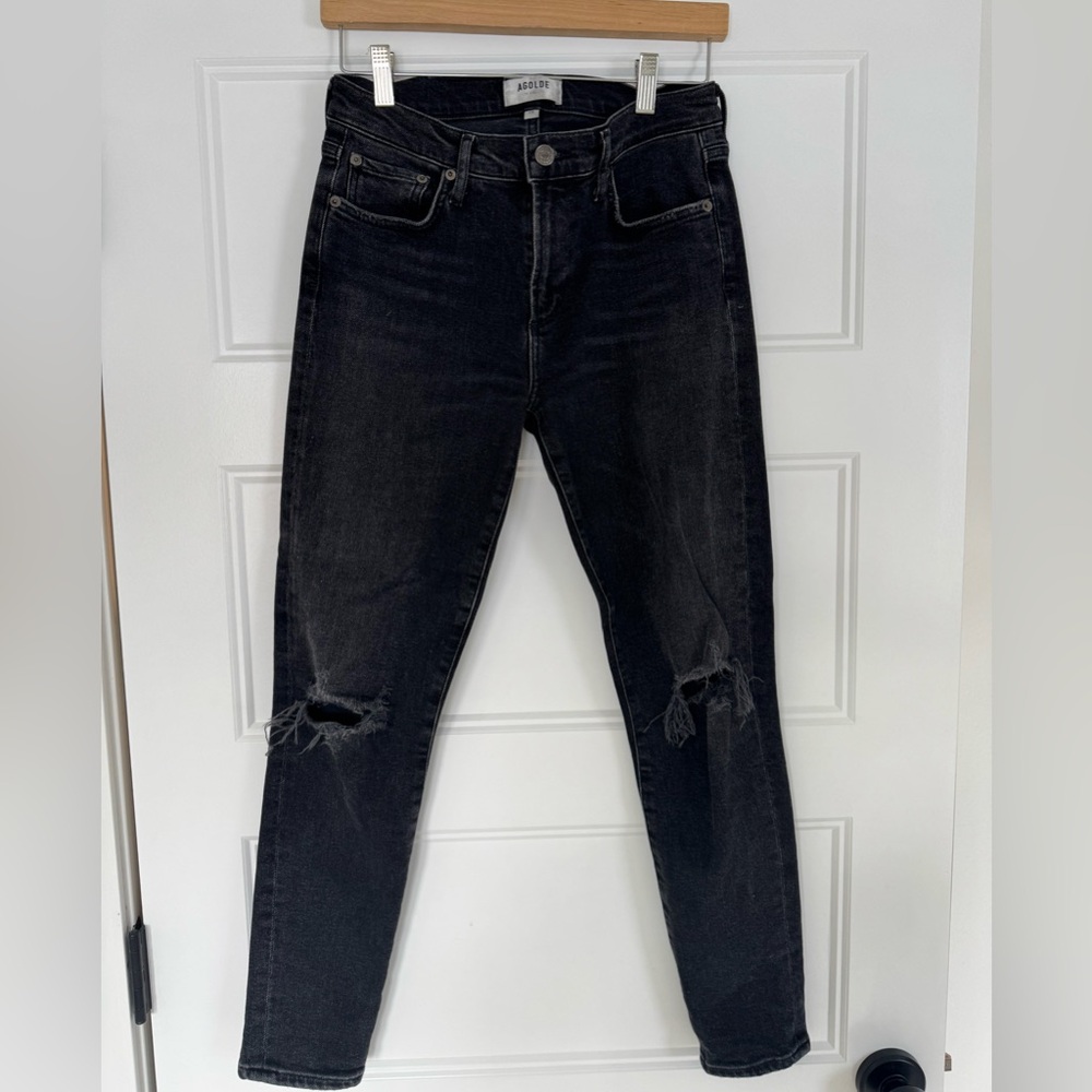 Agolde Distressed Faded Black Jeans